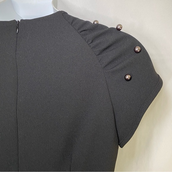 Betsey Johnson Black Crepe Dress w/ Pearl Shoulder‎ Detail Size 8 Cocktail Party - Picture 7 of 10